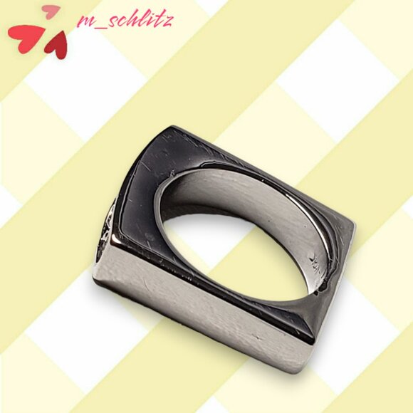 NEW - Camille Lucie Rhodium Plated Square Ring with CZ Embedded Gemstones - Picture 3 of 4